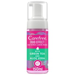 Spuma Intima Carefree Duo Efect, 150 ml, Extract Ceai Verde si Aloe Vera, Gel Intim, Gel Igiena Intima, Spuma Igiena Intima, Spuma de Ingrijire Zona Intima, Carefree Duo Efect Spuma pentru Zona Intima, Spuma Intima Carefree, Spuma pentru Igiena Intima