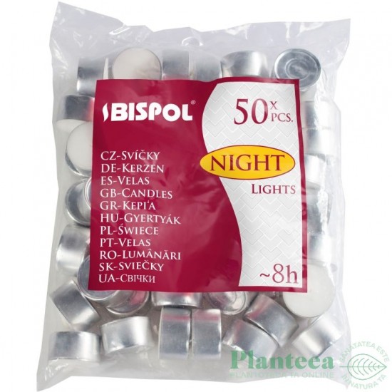 Lumanari Tip Pastila Din Parafina, 50 Buc/set, Timp De Ardere 8 H, Culoare Alba