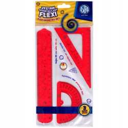 Set Geometrie Astra, 3 Elemente Flexibile, Raportor, Rigla, Echer