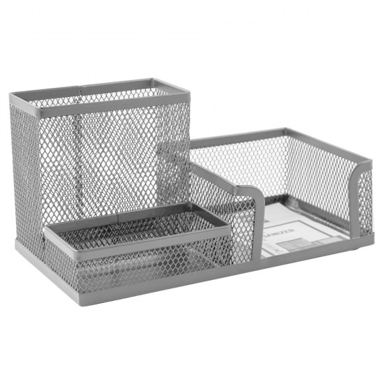 Suport Accesorii De Birou, 205x100x99 Mm, Mesh Argintiu