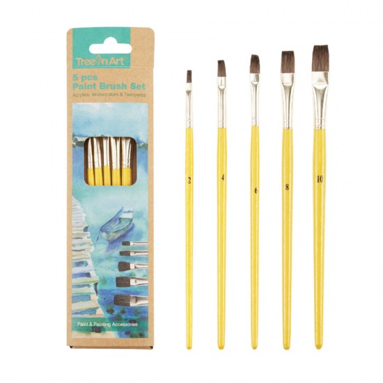 Set Memoris-precious, 5 Pensule Drepte Par Natural, Nr 2 4 6 8 9