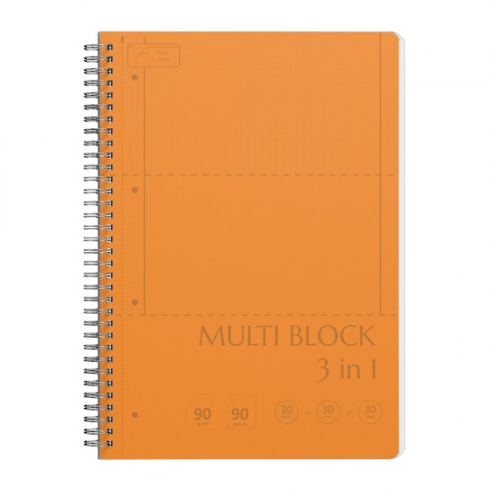 Caiet A4 Cu Spira, Cu 3 Subiecte, 90 File, 80g/mp, Coperta Pp