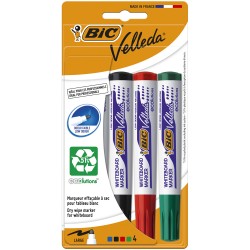 Marker pentru tabla Bic Eco Velleda 1701,  varf rotund 2 mm,  4 culori blister