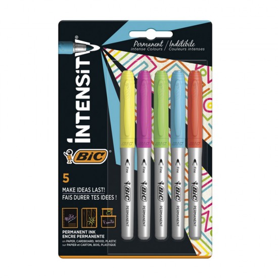 Set 5 Markere Permanente Bic, Intense Colors