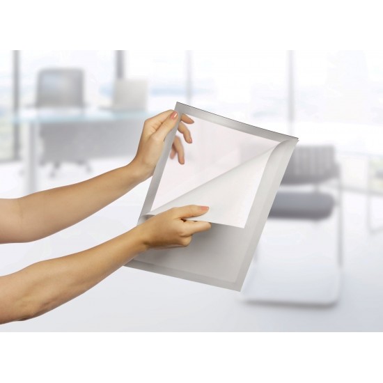 Display magnetic Durable Duraframe, A4, argintiu, 2 bucati/set