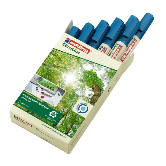 Marker Permanent Edding 22 Ecoline, Corp Plastic, Varf Tesit 1-5 Mm, Albastru