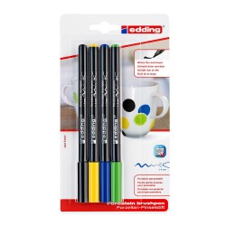 Marker Edding 4200, varf tip pensula, 4 culori asortate, blister