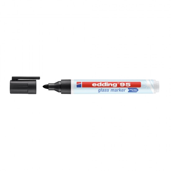 Marker Edding 95, Suprafata Sticla, Varf Rotund 1.5-3mm, Negru