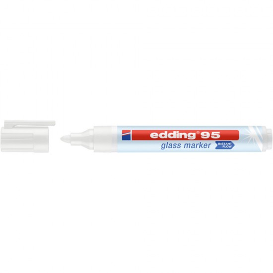 Marker Pentru Sticla Edding 95, Corp Din Plastic, Varf Rotund, 1.5-3 Mm, Alb