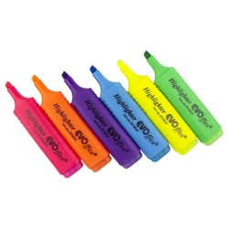 Textmarker Evoffice, Corp Dreptunghiular, Varf 1-5mm, 6 Culori/set