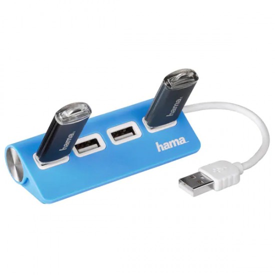 Hub USB HAMA 12179, USB 2.0, albastru