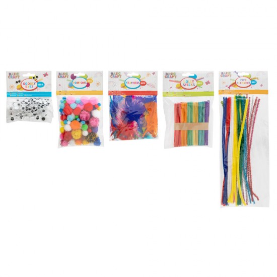 Pungute Accesorii Pentru Lucru Manual, Contine Ochisori, Pompoane, Pene, Betisoare Flexibile, Pufoase