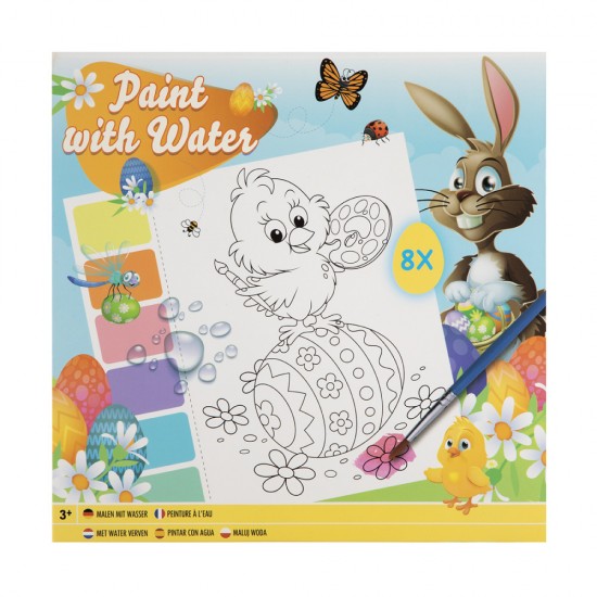 Pictura Cu Apa, Tematica Paste, 8 File, 20x20 Cm