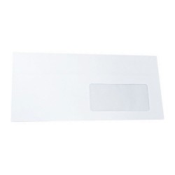 Plic DL, 110 x 220 mm, fereastra dreapta 35 x 90 mm, alb, banda silicon, 80 g/mp, 100 bucati/set