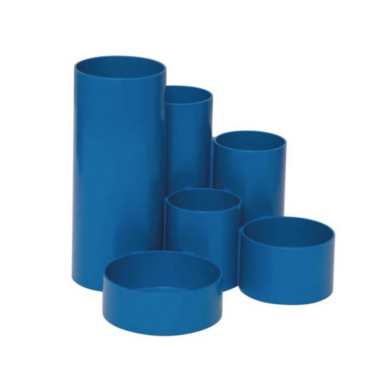 Suport Instrumente Scris Maul, 6 Compartimente, Plastic Reciclat, Albastru