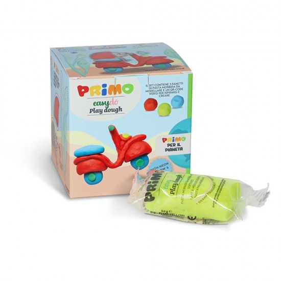 Cub Creativ Morocolor Primo Cubido Plastilina, 3 Culori A 60 G, Design Masina