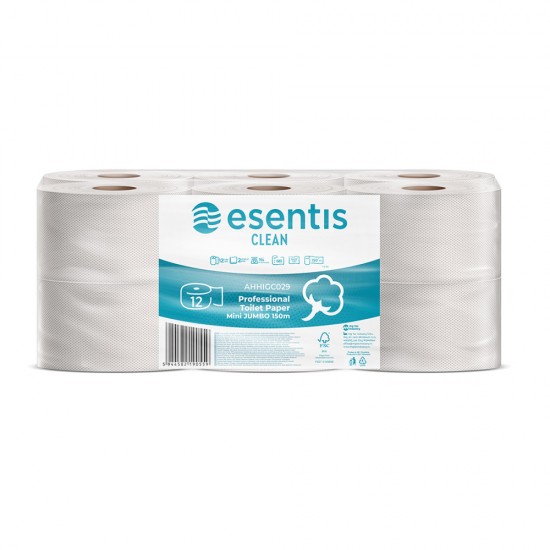 Hartie Igienica Midi Jumbo Esentis Clean, Alba, 2 Straturi, 150 M
