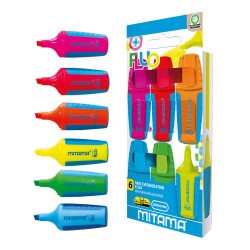 Set Mini Textmarkere Mitama, Culori Fluo, 6 Bucati