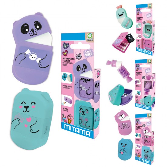 Set Ascutitoare Si Radiera Mitama, Design Fete, Blister