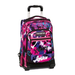 Troller Calatorie Mitama, 3 Compartimente, Design Mov Cu Roz