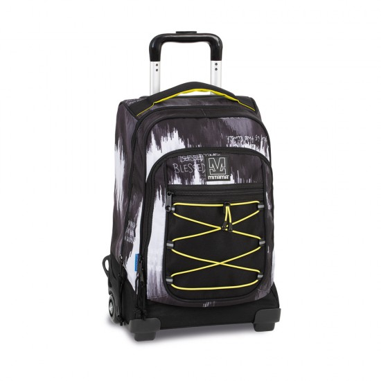 Troller Calatorie Mitama, 3 Compartimente, Design Negru Cu Alb