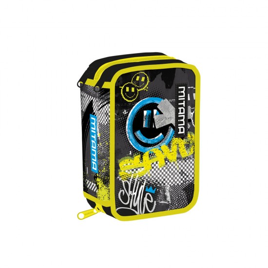 Penar Mitama, 3 Compartimente, Design Galben Cu Negru, 14.5 X 7.4 X 20 Cm