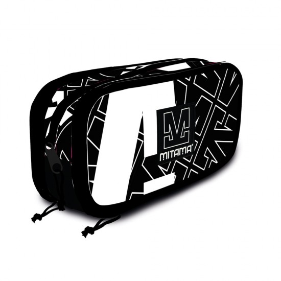 Penar Oval Mitama, 3 Compartimente, Echipat, Design Alb Cu Negru