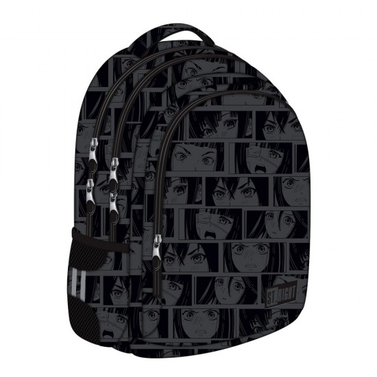 Ghiozdan Bp57 St Right Black Anime 4 Compartimente, 40x28x11 Cm
