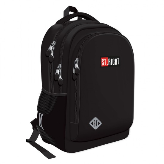 Ghiozdan Scolar Majewski St Right, Bp73, St Black, 3 Compartimente, 46 X 31 X 20 Cm