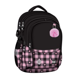 Ghiozdan Scolar Majewski St Right, Bp01, Pink Checkered, 4 Compartimente, 43 X 32 X 21 Cm