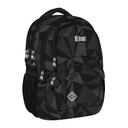 Ghiozdan Scolar Majewski St Right, Bp05, Geometric Grey, 4 Compartimente, 42 X 30 X 19 Cm