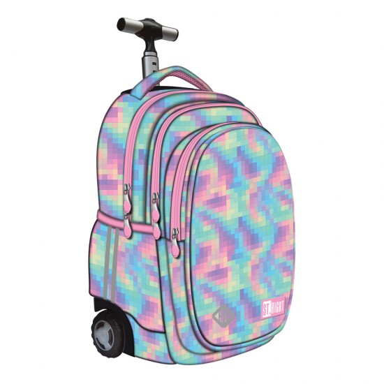 Troller Scolar Majewski St Right, Tb01, Pastel Pixels, 4 Compartimente, 44 X 32 X 25 Cm