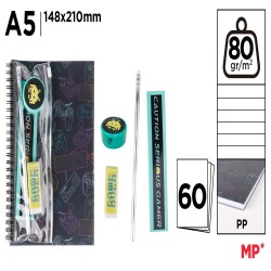 Set Notes A5, 60 File, Dictando, Creion Grafit, Radiera, Ascutitoa