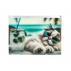 Buzunar Plastic A4, Inchidere Fermoar, Design Pisica