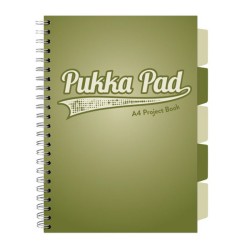 Caiet A4 Cu Spira Si Separatoare Pukka Pad Project Book, 200 File, Matematica, Kaki