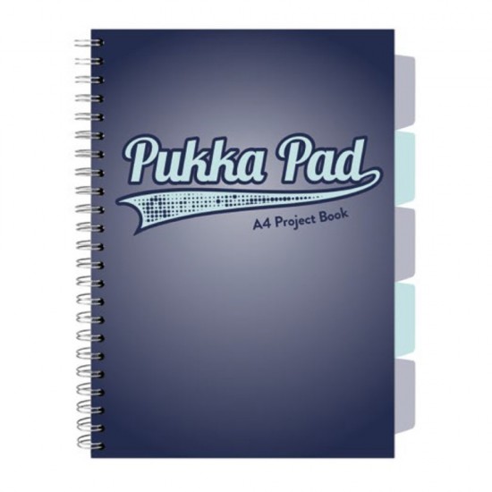 Caiet A4 Cu Spira Si Separatoare Pukka Pad Project Book, 200 File, Matematica, Albastru