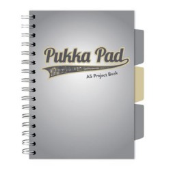 Caiet A5 Cu Spira Si Separatoare Pukka Pad Project Book, 200 File, Matematica, Gri