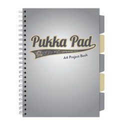 Caiet A4 Cu Spira Si Separatoare Pukka Pad Project Book, 200 File, Matematica, Gri