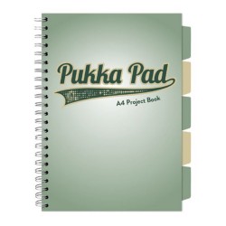 Caiet A5 Cu Spira Si Separatoare Pukka Pad Project Book, 200 File, Matematica, Verde