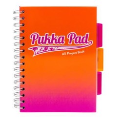 Caiet Cu Spirala Si Separatoare Pukka Pad Project Book Fusion, A5, 200 Pagini, Matematica, Portocaliu