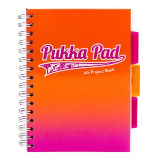 Caiet Cu Spirala Si Separatoare Pukka Pad Project Book Fusion, A5, 200 Pagini, Matematica, Portocaliu