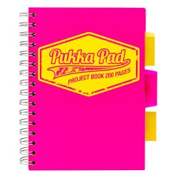 Caiet Cu Spirala Si Separatoare Pukka Pad Project Book Neon, A5, 200 Pagini, Matematica, Roz