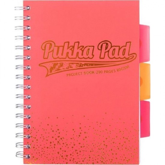 Caiet Cu Spirala Si Separatoare Pukka Pad Project Book Blush, 200 Pagini, A5, Matematica, Coral