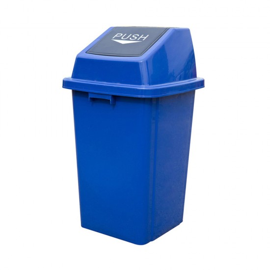 Cos Gunoi Colectare Selectiva, Capac Cu Push Albastru, 100 Litri