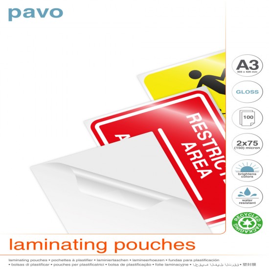 Folie Laminare Pavo, A3, 75-80 Microni, 100 Bucati