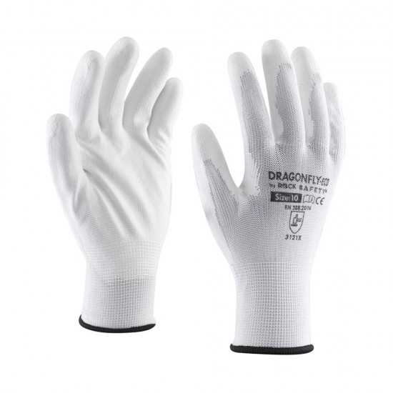 Manusi Poliester, Imersate Pu Dragonfly-eco, Albe, Marimea 7