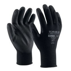 Manusi Tricot Poliester Imersate Pu, Negru, Scarab-eco, Marime 7