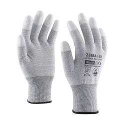 Manusi Zebra 1 Esd, Poliester Fibra Carbon, Varf Degetelor Imersate In Pu, Marimea 6