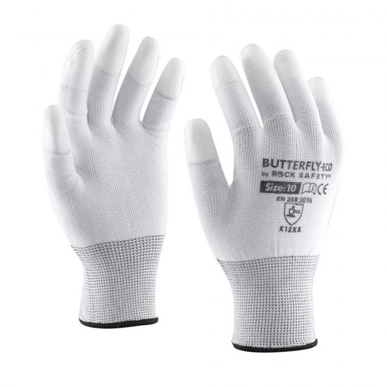 Manusi Butterfly Eco, Asamblare Din Poliester Cu Varf Degetelor Imersate Pu, Marimea 9/xl