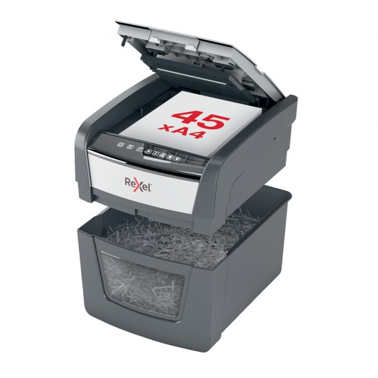 Distrugator Documente Automat, Rexel Optimum 45x, P4, Cross-cut, 45 Coli